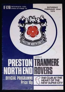 Preston North End v Tranmere Rovers Match Programme 1975-02-22