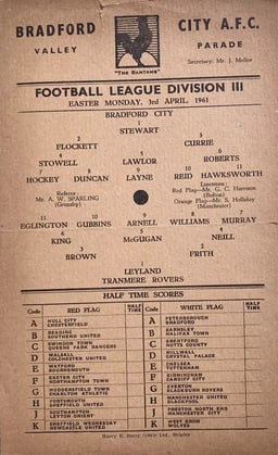 Bradford City v Tranmere Rovers Match Programme 1961-04-03